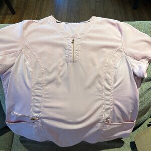 Cherokee Statement Blush Scrub Top with Zipper